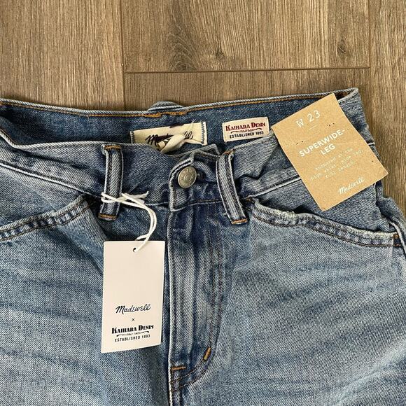 Madewell Super Wide Leg Kaihara Denim Sanborn Wash Jeans US Women's 23 New - Picture 4 of 5